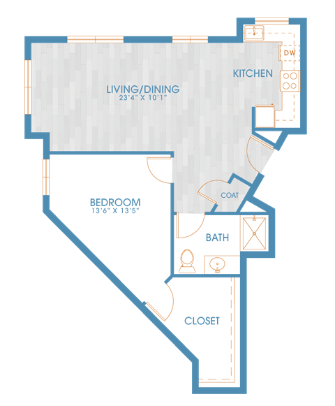 The Residences at Stone Creek in Milton, Washington One Bedroom Floor Plan